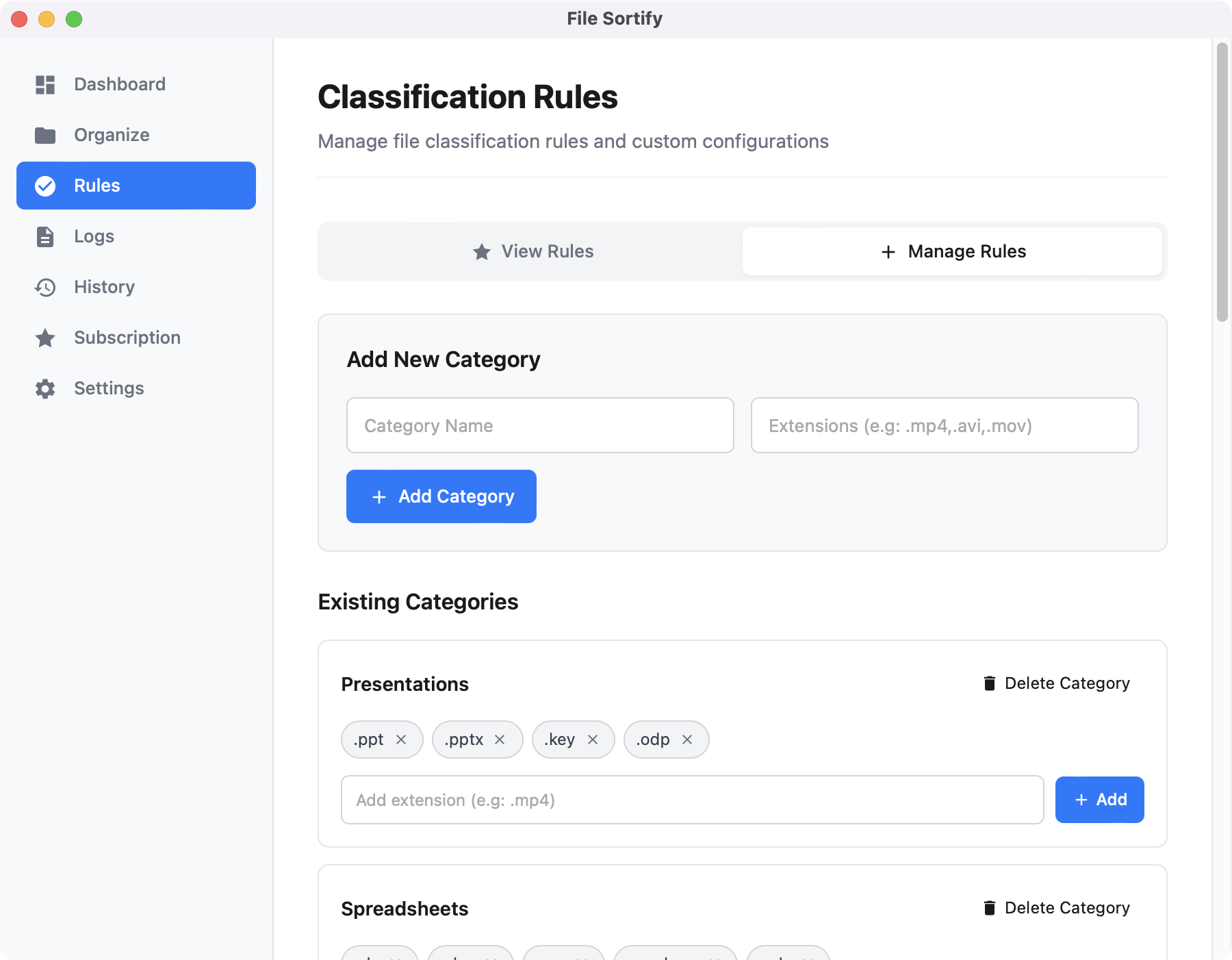 Configure Rules Interface